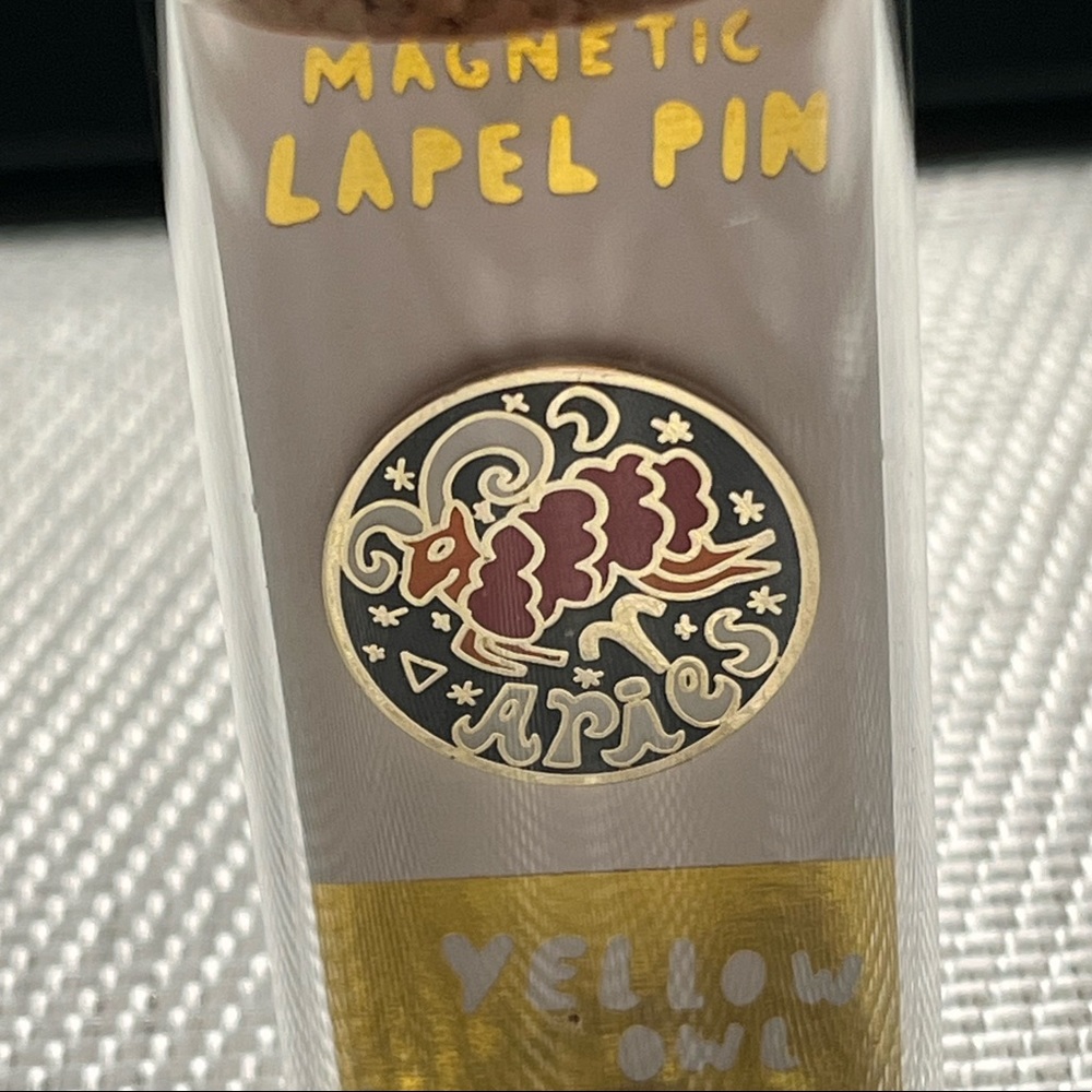 BRAND NEW YELLOW OWL WORKSHOP ARIES MAGNETIC LAPEL PIN.
